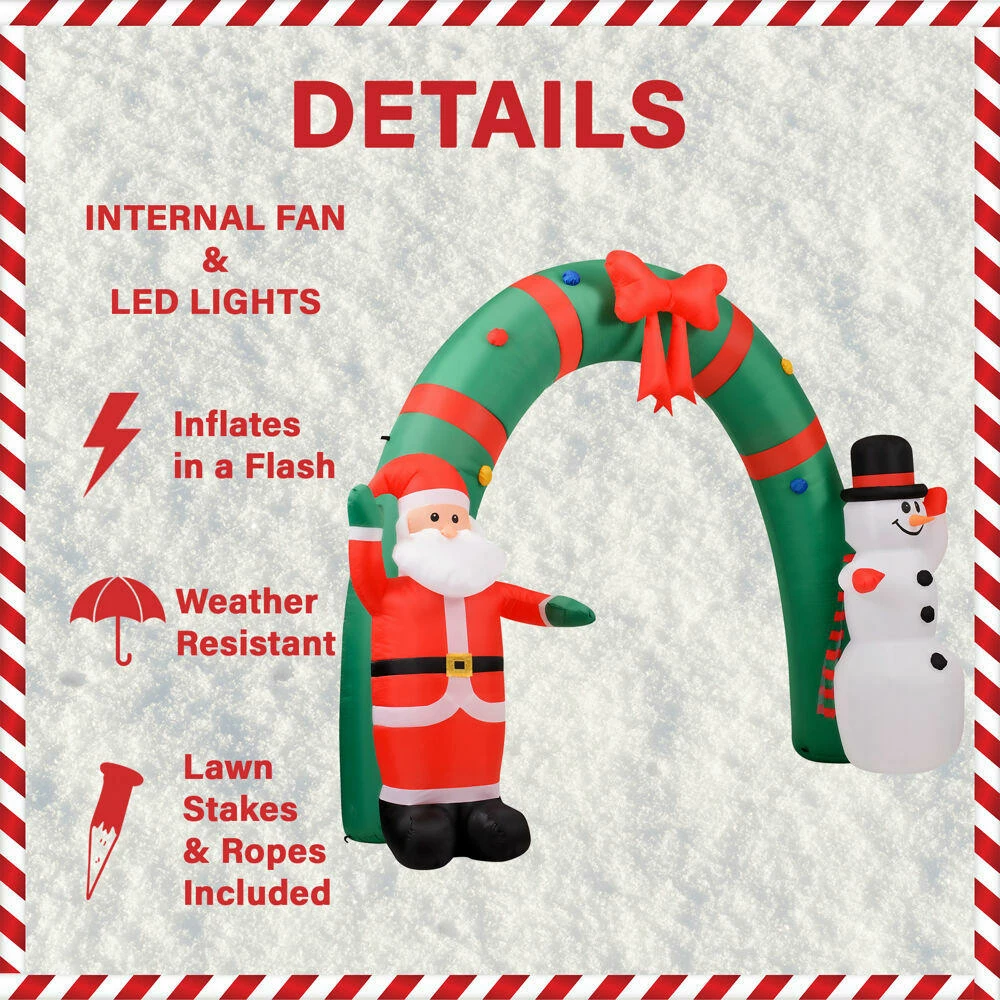 Fraser Hill Farm 8-Ft. Walkway Arch W/ Santa Claus, Snowman, Inflatable W/ Lights, Storage Bag 3 Fraser Hill Farm 8-Ft. Walkway Arch W/ Santa Claus, Snowman, Inflatable W/ Lights, Storage Bag - Image 3