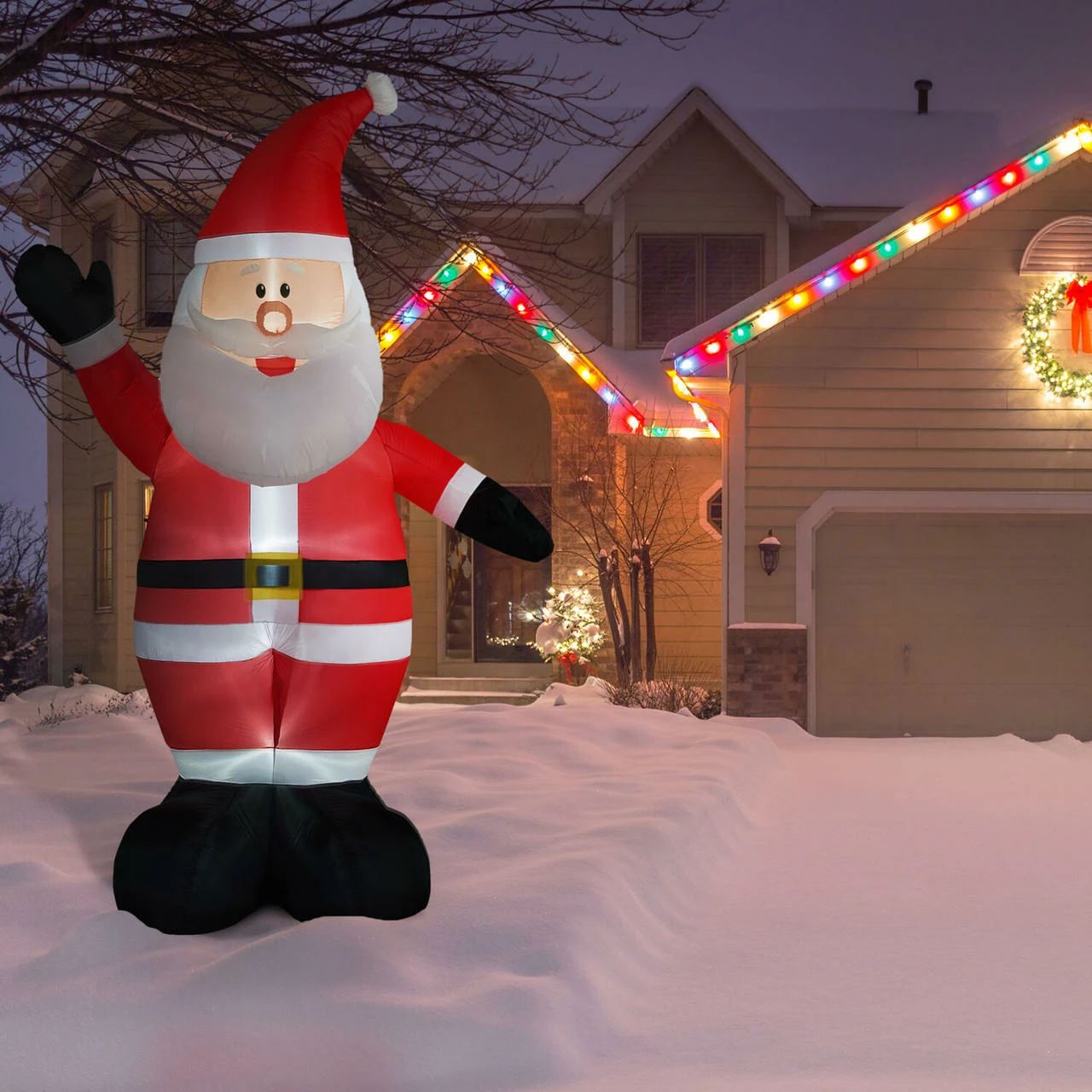 Fraser Hill Farm 12-Ft. Tall Traditional Santa, Blow Up Inflatable W/ Lights And Storage Bag 2 Fraser Hill Farm 12-Ft. Tall Traditional Santa, Blow Up Inflatable W/ Lights And Storage Bag - Image 2