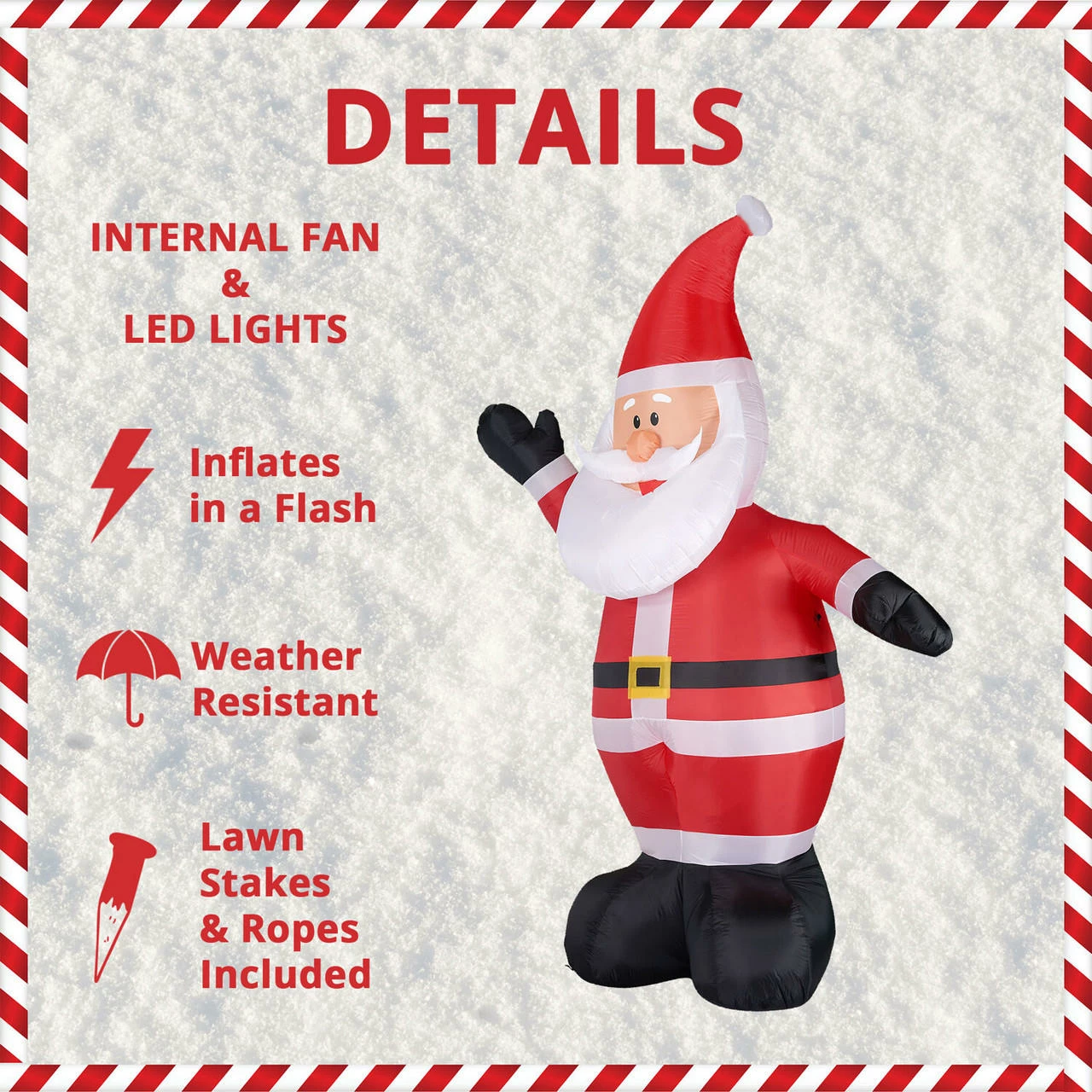 Fraser Hill Farm 12-Ft. Tall Traditional Santa, Blow Up Inflatable W/ Lights And Storage Bag 3 Fraser Hill Farm 12-Ft. Tall Traditional Santa, Blow Up Inflatable W/ Lights And Storage Bag - Image 3