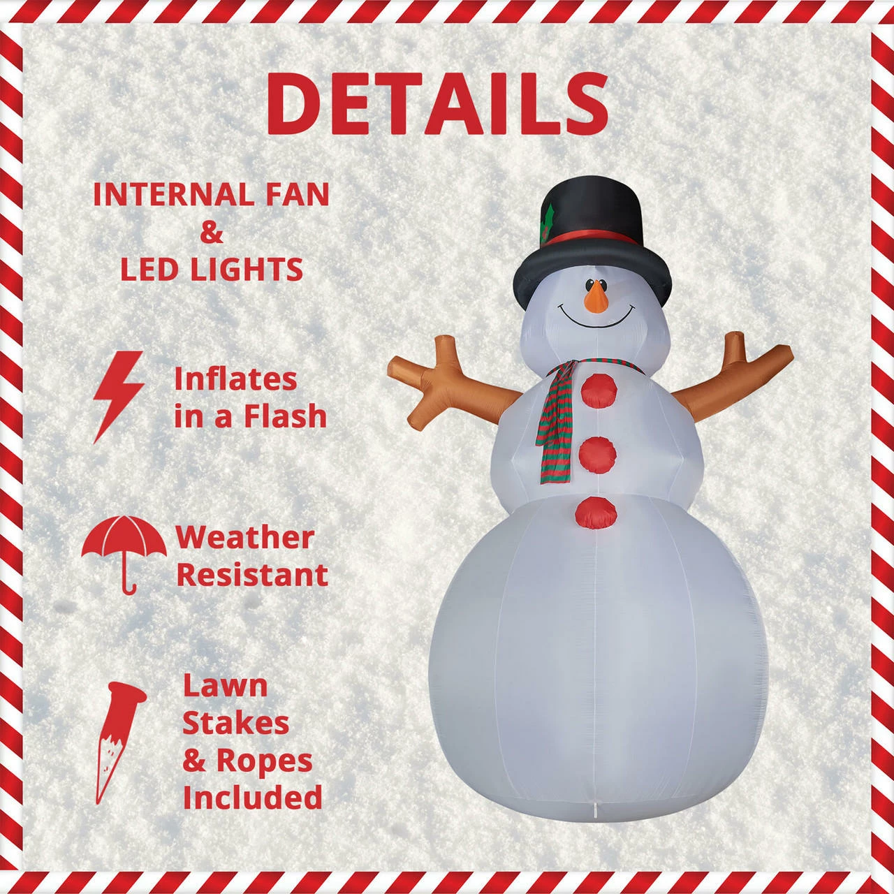 Fraser Hill Farm 20-Ft. Tall Jolly Snowman, Inflatable W/ RGB Lights And Storage Bag 3 Fraser Hill Farm 20-Ft. Tall Jolly Snowman, Inflatable W/ RGB Lights And Storage Bag - Image 3