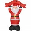 Fraser Hill Farm 10-Ft. Tall Santa Holding HO HO HO Sign, Inflatable W/ Lights, Storage Bag