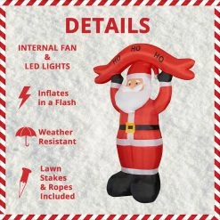 Fraser Hill Farm 10-Ft. Tall Santa Holding HO HO HO Sign, Inflatable W/ Lights, Storage Bag 15 Fraser Hill Farm 10-Ft. Tall Santa Holding HO HO HO Sign, Inflatable W/ Lights, Storage Bag -Christmas store unnamed file 2744