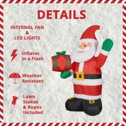 Fraser Hill Farm 10-Ft. Tall Santa Claus Holding A Gift, Inflatable W/ Lights, Storage Bag 15 Fraser Hill Farm 10-Ft. Tall Santa Claus Holding A Gift, Inflatable W/ Lights, Storage Bag -Christmas store unnamed file 2757