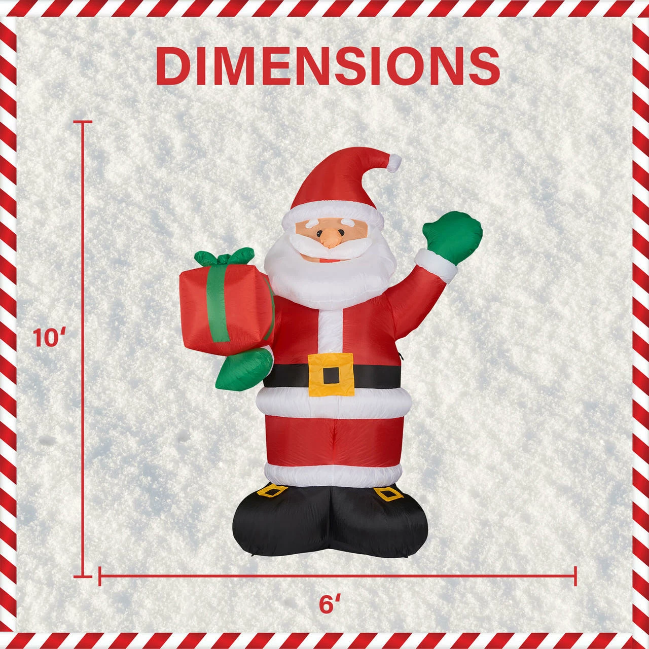 Fraser Hill Farm 10-Ft. Tall Santa Claus Holding A Gift, Inflatable W/ Lights, Storage Bag 4 Fraser Hill Farm 10-Ft. Tall Santa Claus Holding A Gift, Inflatable W/ Lights, Storage Bag - Image 4