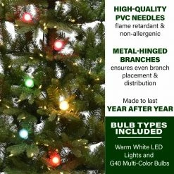 Fraser Hill Farm Green Christmas Half Tree W/ Clear LED String Lighting, Frosted G40 Multicolor Lighting -Christmas store unnamed file 277
