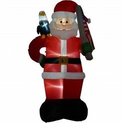 Fraser Hill Farm 8-Ft. Tall Americana Santa W/ A Bald Eagle, American Flag, Inflatable W/ Lights, Storage Bag -Christmas store unnamed file 2775