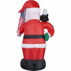 Fraser Hill Farm 8-Ft. Tall Americana Santa W/ A Bald Eagle, American Flag, Inflatable W/ Lights, Storage Bag -Christmas store unnamed file 2778