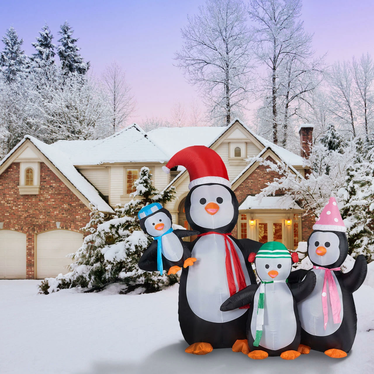 Fraser Hill Farm 10-Ft. Tall Penguin Family, Blow Up Inflatable W/ Lights And Storage Bag 2 Fraser Hill Farm 10-Ft. Tall Penguin Family, Blow Up Inflatable W/ Lights And Storage Bag - Image 2