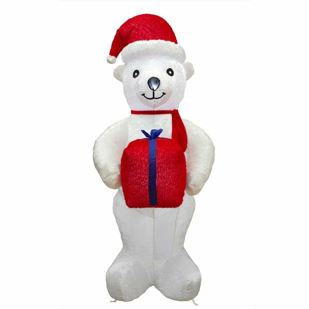 Fraser Hill Farm 8-Ft. Tall Inflatable Plush Polar Bear Holding Gift W/LED Lights, Blow-Up 6 Fraser Hill Farm 8-Ft. Tall Inflatable Plush Polar Bear Holding Gift W/LED Lights, Blow-Up - Image 6