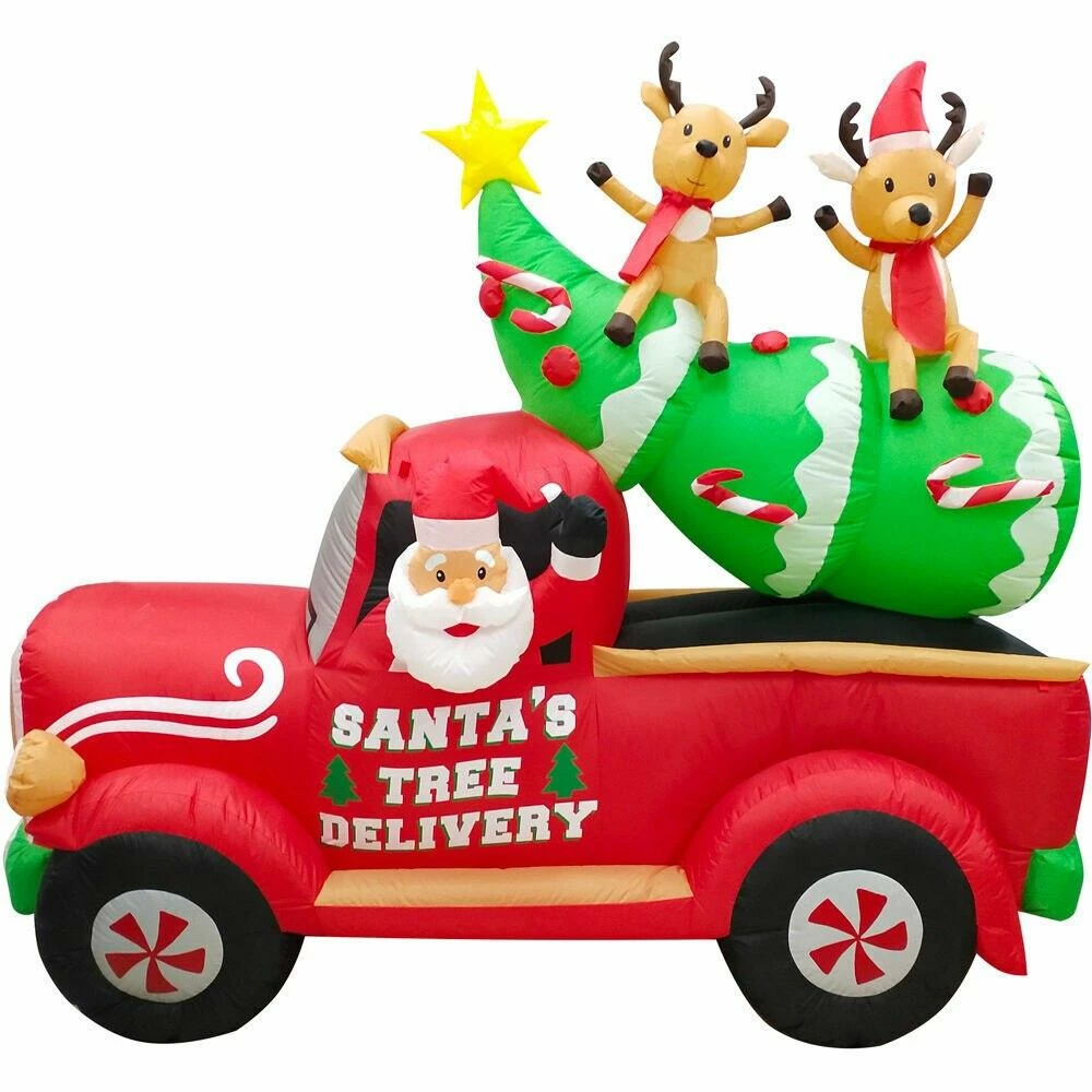 Fraser Hill Farm 8-Ft. Long Inflatable Christmas Tree In Pick-up Truck W/ LED Lights, Blow-Up 1 Fraser Hill Farm 8-Ft. Long Inflatable Christmas Tree In Pick-up Truck W/ LED Lights, Blow-Up