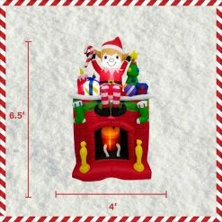 Fraser Hill Farm 6.5-Ft. Tall Inflatable Elf Sitting On Fireplace W/ LED Flickering Firelight, Blow-Up -Christmas store unnamed file 2843