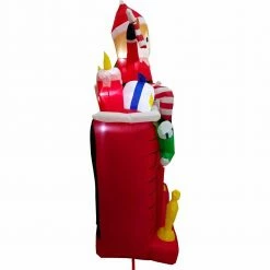 Fraser Hill Farm 6.5-Ft. Tall Inflatable Elf Sitting On Fireplace W/ LED Flickering Firelight, Blow-Up -Christmas store unnamed file 2849