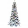 Fraser Hill Farm Slim White Tail Pine Snow-Flocked Christmas Tree With Colorful G40 Bulbs