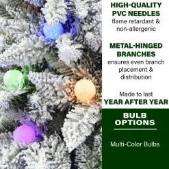 Fraser Hill Farm Slim White Tail Pine Snow-Flocked Christmas Tree With Colorful G40 Bulbs -Christmas store unnamed file 2868