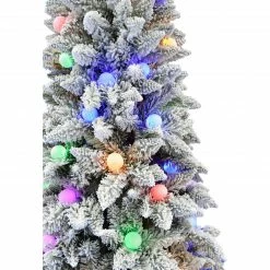 Fraser Hill Farm Slim White Tail Pine Snow-Flocked Christmas Tree With Colorful G40 Bulbs -Christmas store unnamed file 2870