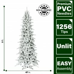 Fraser Hill Farm Slim Mountain Pine Flocked Christmas Tree Various Lighting And Size Options -Christmas store unnamed file 2885