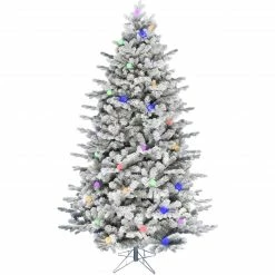 Fraser Hill Farm White Tail Pine Snow Flocked Christmas Tree Various Lighting & Size Options -Christmas store unnamed file 2894