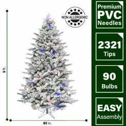 Fraser Hill Farm White Tail Pine Snow Flocked Christmas Tree Various Lighting & Size Options -Christmas store unnamed file 2895