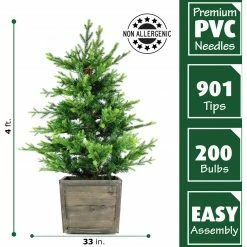 Fraser Hill Farm Royal Pine Artificial Potted Tree W/ Battery-Operated LED Lights, 4 Ft. -Christmas store unnamed file 290