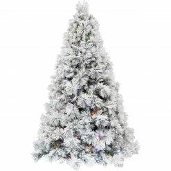 Fraser Hill Farm Sugar Hill Snowy Christmas Tree W/ Pinecones, Multi-Color LED Lighting