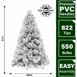 Fraser Hill Farm Sugar Hill Snowy Christmas Tree W/ Pinecones, Multi-Color LED Lighting -Christmas store unnamed file 2909