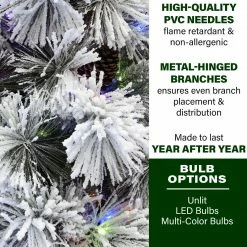 Fraser Hill Farm Sugar Hill Snowy Christmas Tree W/ Pinecones, Multi-Color LED Lighting -Christmas store unnamed file 2910
