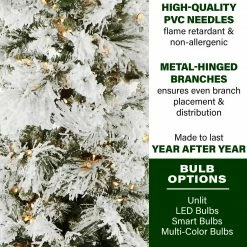 Fraser Hill Farm Snowy Pine Flocked Christmas Tree, Various Size (4 Ft. To 5 Ft.) Lighting Options -Christmas store unnamed file 2917