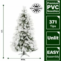 Fraser Hill Farm Snowy Pine Flocked Christmas Tree, Various Size (4 Ft. To 5 Ft.) Lighting Options -Christmas store unnamed file 2930