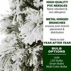 Fraser Hill Farm Snowy Pine Flocked Christmas Tree, Various Size (4 Ft. To 5 Ft.) Lighting Options -Christmas store unnamed file 2931