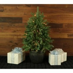 Fraser Hill Farm Potted Pine Tree With Clear Lights 4-Ft. -Christmas store unnamed file 295