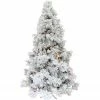 Fraser Hill Farm Flocked Snowy Pine Christmas Tree W/ Colorful G40 LED Light Bulbs