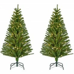 Fraser Hill Farm FHF 5' Downswept Farmhouse Fir, Metal Base, Warm White LED Lights - Green -Christmas store unnamed file 3027