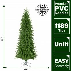 Fraser Hill Farm Winter Falls Slim-Silhouette Christmas Tree Various Lighting And Size Options -Christmas store unnamed file 3044