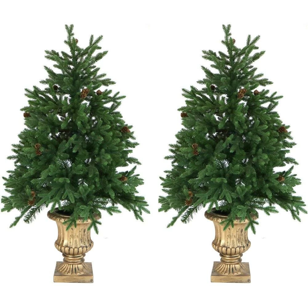 Fraser Hill Farm Noble Fir Set Of 2 Christmas Trees With Metallic Urn Base, Various Sizes And Lighting Options 5 Fraser Hill Farm Noble Fir Set Of 2 Christmas Trees With Metallic Urn Base, Various Sizes And Lighting Options - Image 5