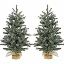 Fraser Hill Farm Heritage Pine Set Of 2 Christmas Trees With Burlap Base