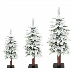 Fraser Hill Farm Set Of 3 Snowy Downswept Trees In 2-Ft., 3-Ft., And 4-Ft. Sizes