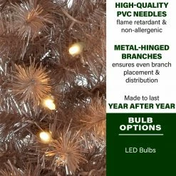Fraser Hill Farm Festive Tinsel Christmas Tree W/ Burlap Bag And Warm White LED Lights, Blush -Christmas store unnamed file 3141