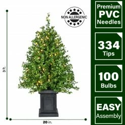 Fraser Hill Farm Boxwood Porch Tree In Black Pot With Warm White Lights, Set Of 2 33 Fraser Hill Farm Boxwood Porch Tree In Black Pot With Warm White Lights, Set Of 2 -Christmas store unnamed file 3232
