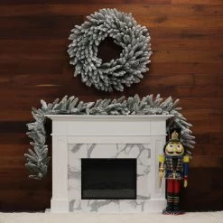 Fraser Hill Farm 9-Ft. Icy Frost Snow Flocked Garland -Christmas store unnamed file 3309