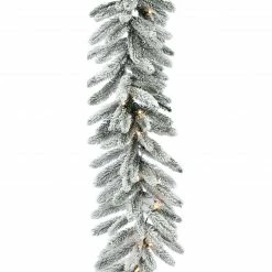 Fraser Hill Farm 9-Ft. Icy Frost Snow Flocked Garland -Christmas store unnamed file 3311