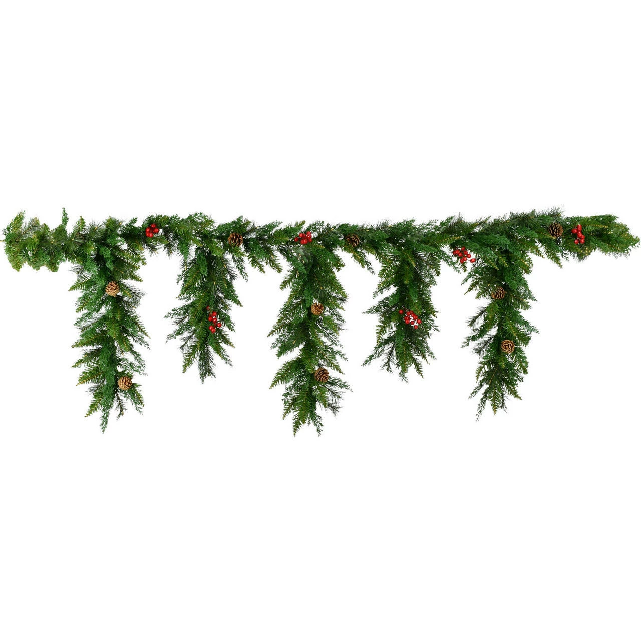 Fraser Hill Farm 6-Ft. Icicle Garland With Pinecones And Red Berries 1 Fraser Hill Farm 6-Ft. Icicle Garland With Pinecones And Red Berries