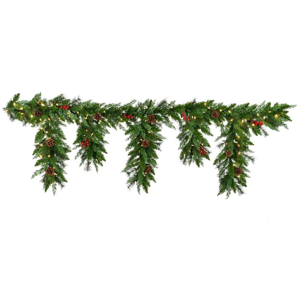Fraser Hill Farm 6-Ft. Icicle Garland With Pinecones And Red Berries 6 Fraser Hill Farm 6-Ft. Icicle Garland With Pinecones And Red Berries - Image 6