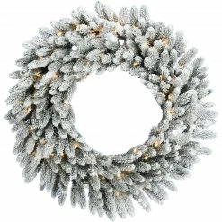 Fraser Hill Farm Icy Frost Snow Flocked Wreath -Christmas store unnamed file 3362