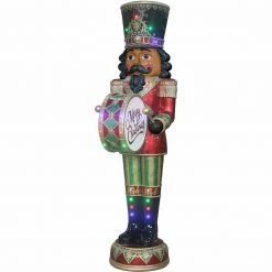 Christmas store 43 Fraser Hill Farm 6-Ft. African American Nutcracker Playing Bass Drum W/ Moving Hands, Music, Lights