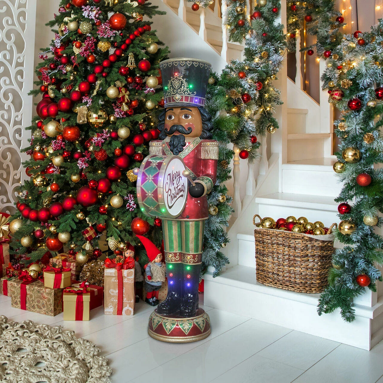 Fraser Hill Farm 6-Ft. African American Nutcracker Playing Bass Drum W/ Moving Hands, Music, Lights 4 Fraser Hill Farm 6-Ft. African American Nutcracker Playing Bass Drum W/ Moving Hands, Music, Lights - Image 4