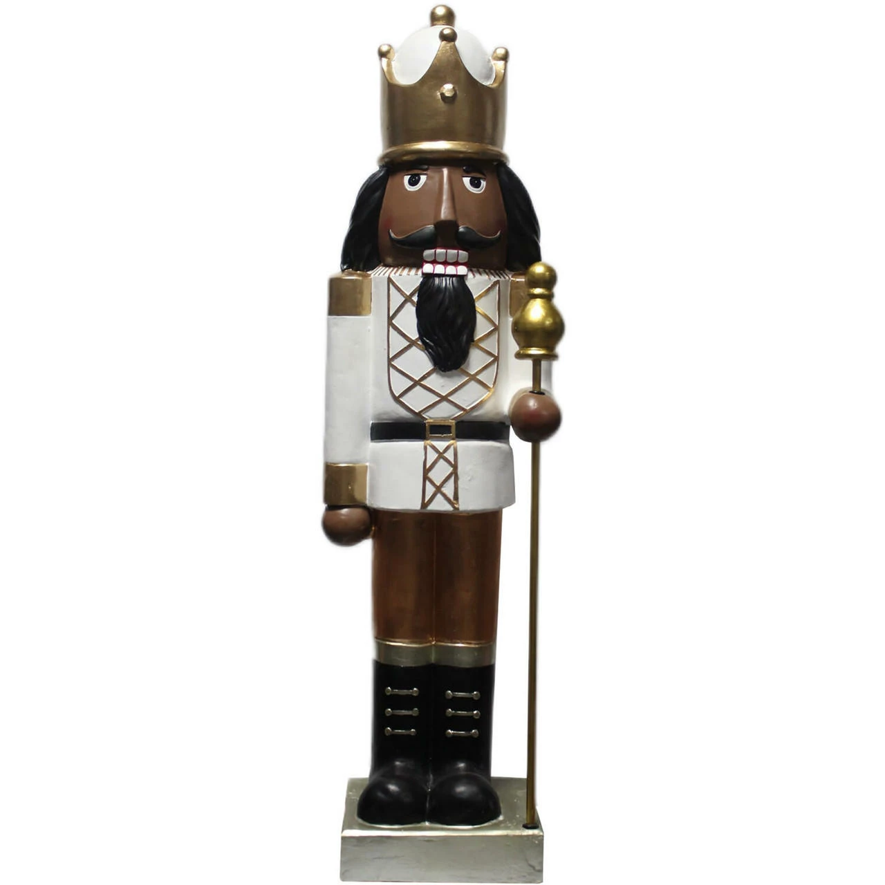 Fraser Hill Farm 48-In. African American Nutcracker Holding Staff Figurine, Festive Indoor Christmas Holiday Decorations 1 Fraser Hill Farm 48-In. African American Nutcracker Holding Staff Figurine, Festive Indoor Christmas Holiday Decorations