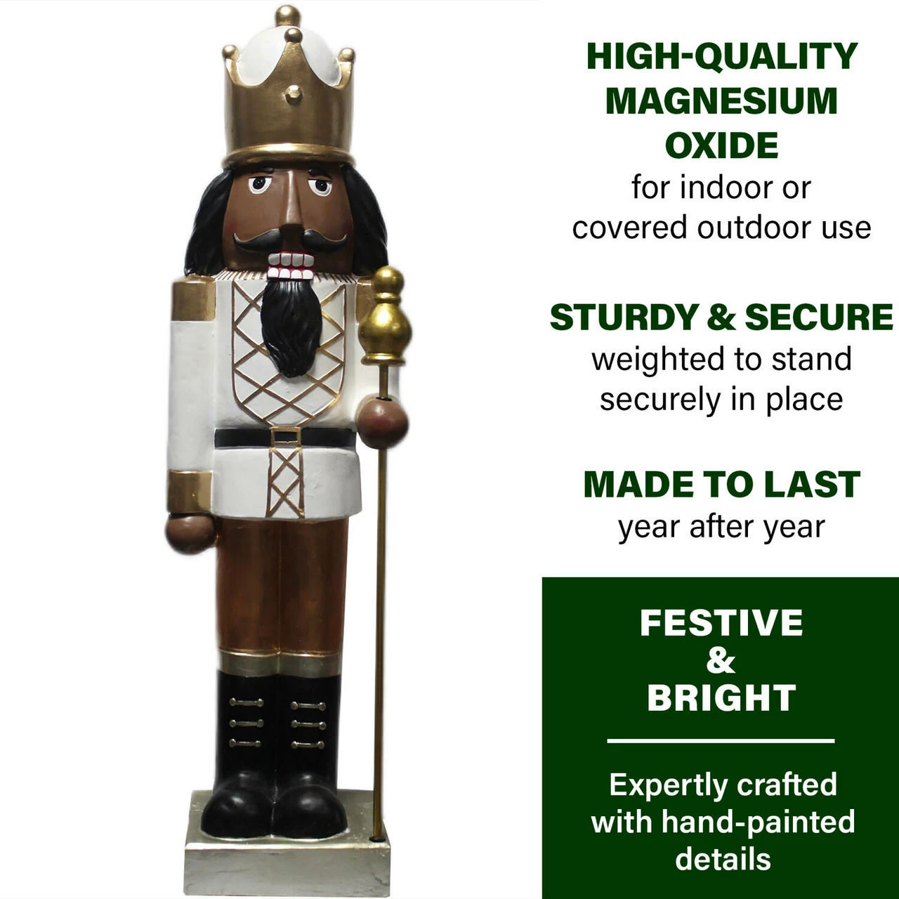 Fraser Hill Farm 48-In. African American Nutcracker Holding Staff Figurine, Festive Indoor Christmas Holiday Decorations 3 Fraser Hill Farm 48-In. African American Nutcracker Holding Staff Figurine, Festive Indoor Christmas Holiday Decorations - Image 3
