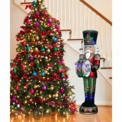 Christmas store 35 Fraser Hill Farm 6-Ft. Life-Size Nutcracker Playing Bass Drum W/ Moving Hands, Music, Timer, And 32 LED Lights