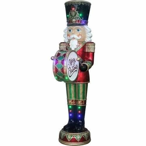 Fraser Hill Farm 6-Ft. Life-Size Nutcracker Playing Bass Drum W/ Moving Hands, Music, Timer, And 32 LED Lights 4 Fraser Hill Farm 6-Ft. Life-Size Nutcracker Playing Bass Drum W/ Moving Hands, Music, Timer, And 32 LED Lights - Image 4