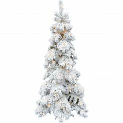 Fraser Hill Farm 4-Ft. Elk Mountain Snow Flocked Tree With Warm White LED Lights
